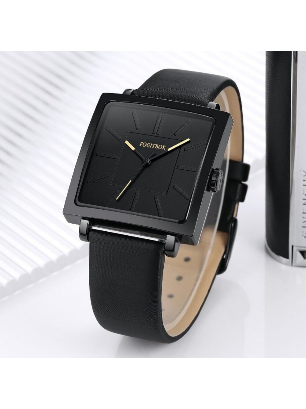 Women's Black Waterproof Leather Band Thin Design Classic Quartz Wrist Watch - Picture 4 of 6